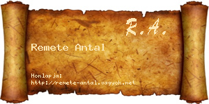 Remete Antal névjegykártya